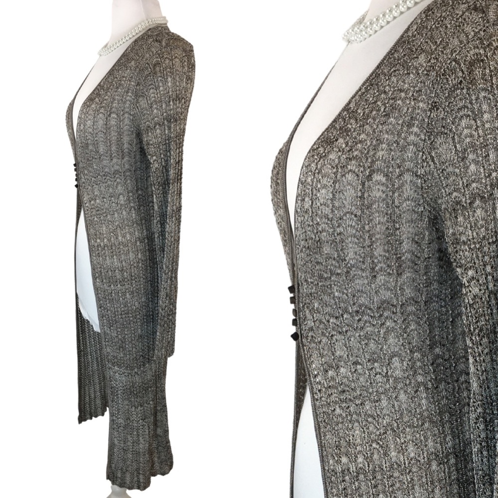 Sigrid Olsen Viscose Long Sleeve Browns Loose Knit Cardigan Sweater size Medium - Picture 2 of 16